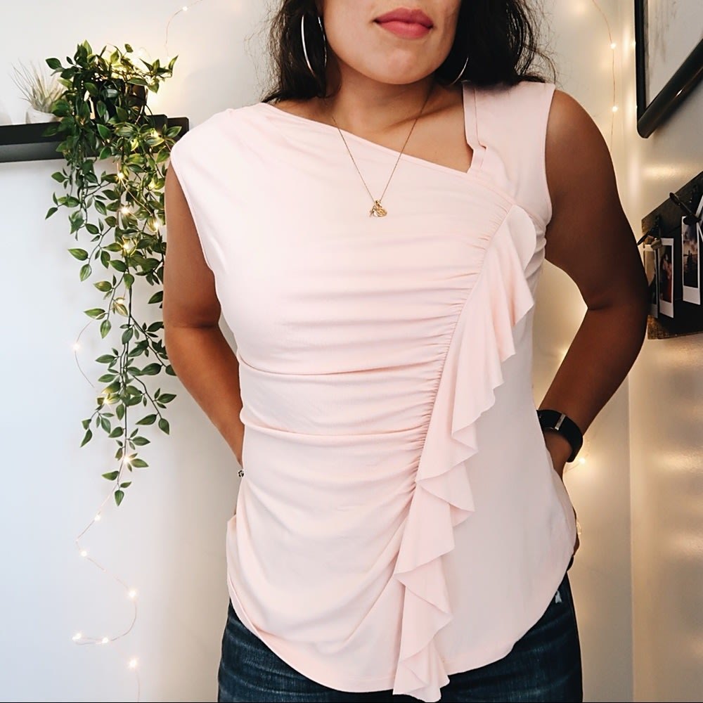 Willi Smith Blush Ruffle Tank Top